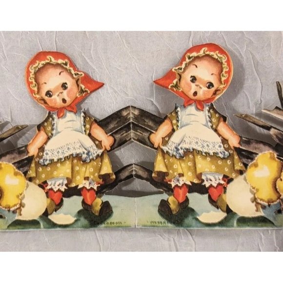 Norway Die Cut Fold Out Table Decor Kids Chicken Paper Dolls Baby Easter Elf Vtg - Picture 5 of 16